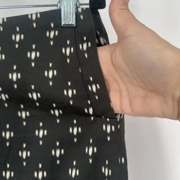 J Crew Mini Micro Cotton Stretch Skirt Black Geometric Size 4 Small - Picture 5 of 8